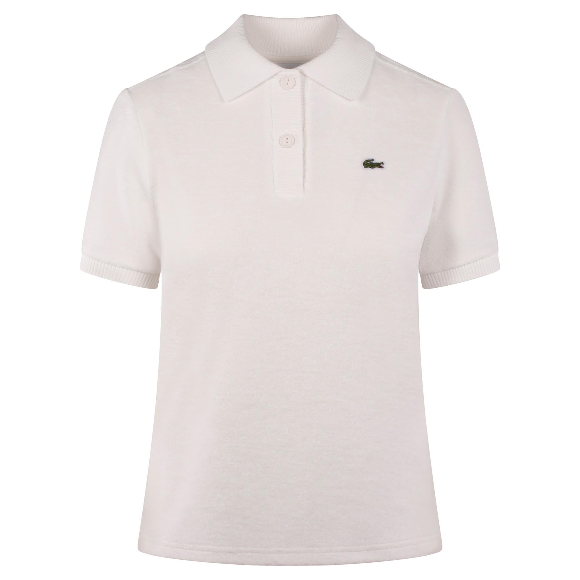 Ladies Lacoste Slim Fit Terry Towelling Polo Shirt White